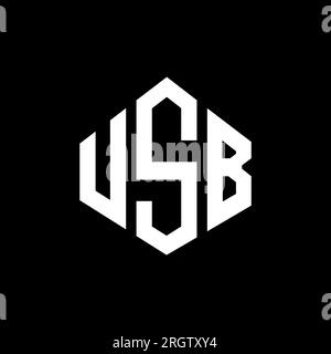 USB letter logo design with polygon shape. USB polygon and cube shape logo design. USB hexagon vector logo template white and black colors. USB monogr Stock Vector