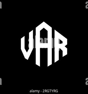 VAR letter logo design with polygon shape. VAR polygon and cube shape logo design. VAR hexagon vector logo template white and black colors. VAR monogr Stock Vector