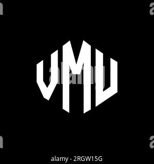 VMU letter logo design with polygon shape. VMU polygon and cube shape logo design. VMU hexagon vector logo template white and black colors. VMU monogr Stock Vector