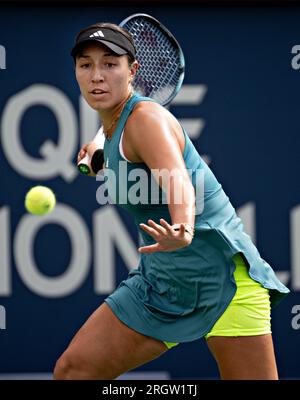 Montreal, Canada. 11th Aug, 2023. Liudmila Samsonova of Russia hits a ...