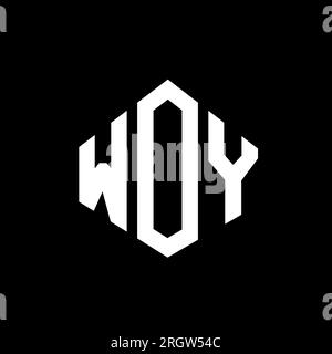 WOY letter logo design with polygon shape. WOY polygon and cube shape logo design. WOY hexagon vector logo template white and black colors. WOY monogr Stock Vector