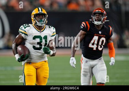 Cincinnati Bengals safety Larry Brooks (40) walks off the field after an  NFL preseason football game against the Atlanta Falcons, Friday, Aug. 18,  2023, in Atlanta. The Cincinnati Bengals and the Atlanta