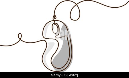 Computer mouse silhouette. Continuous one line drawing Stock Vector