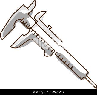 Engineer calipers technical measuring instrument. Continuous one line ...