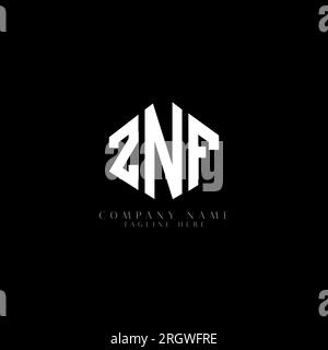 ZNF letter logo design with polygon shape. ZNF polygon and cube shape logo design. ZNF hexagon vector logo template white and black colors. ZNF monogr Stock Vector