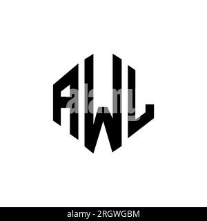 AWL letter logo design with polygon shape. AWL polygon and cube shape logo design. AWL hexagon vector logo template white and black colors. AWL monogr Stock Vector