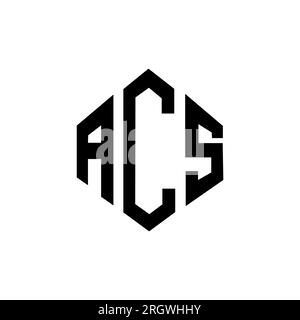ACS letter logo design with polygon shape. ACS polygon and cube shape logo design. ACS hexagon vector logo template white and black colors. ACS monogr Stock Vector