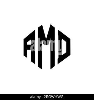 AMD letter logo design with polygon shape. AMD polygon and cube shape ...