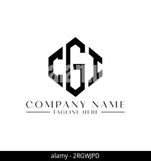 CGI letter logo design with polygon shape. CGI polygon and cube shape logo design. CGI hexagon vector logo template white and black colors. CGI monogr Stock Vector