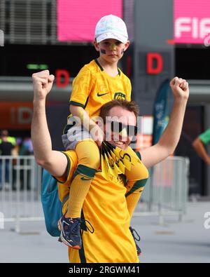 Australia fans prior to the FIFA Women's World Cup 2023 Quarter-Final match Australia Women vs France Women at Suncorp Stadium, Brisbane, Australia, 12th August 2023  (Photo by Patrick Hoelscher/News Images) Stock Photo