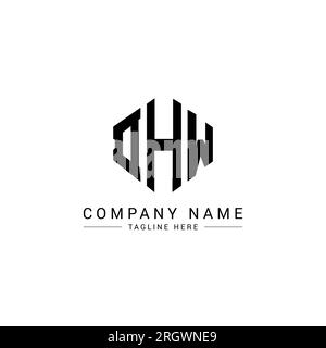 DHW letter logo design with polygon shape. DHW polygon and cube shape logo design. DHW hexagon vector logo template white and black colors. DHW monogr Stock Vector