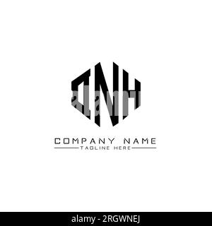 DNH letter logo design with polygon shape. DNH polygon and cube shape logo design. DNH hexagon vector logo template white and black colors. DNH monogr Stock Vector