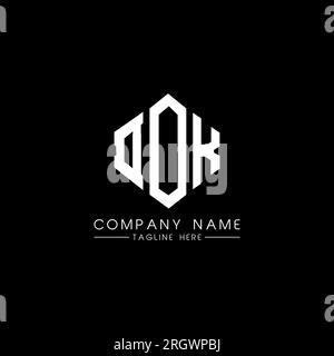DOK letter logo design with polygon shape. DOK polygon and cube shape logo design. DOK hexagon vector logo template white and black colors. DOK monogr Stock Vector
