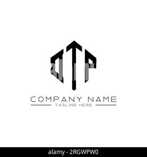 DTP letter logo design with polygon shape. DTP polygon and cube shape logo design. DTP hexagon vector logo template white and black colors. DTP monogr Stock Vector