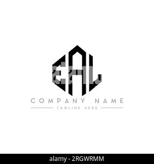 EAL letter logo design with polygon shape. EAL polygon and cube shape logo design. EAL hexagon vector logo template white and black colors. EAL monogr Stock Vector