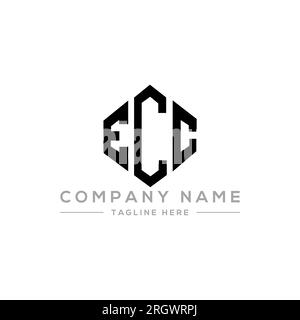 ECC letter logo design with polygon shape. ECC polygon and cube shape logo design. ECC hexagon vector logo template white and black colors. ECC monogr Stock Vector