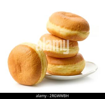 freshly baked jelly donuts isolated on white background Stock Photo