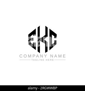 EKC letter logo design with polygon shape. EKC polygon and cube shape logo design. EKC hexagon vector logo template white and black colors. EKC monogr Stock Vector