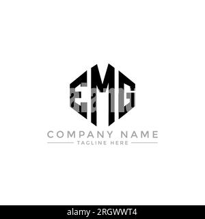 EMG letter logo design with polygon shape. EMG polygon and cube shape ...