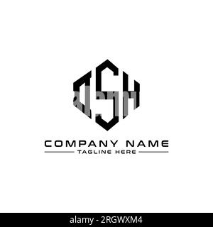 DSH letter logo design with polygon shape. DSH polygon and cube shape logo design. DSH hexagon vector logo template white and black colors. DSH monogr Stock Vector