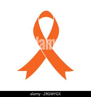 Orange Ribbon of Leukemia Cancer on white background. Isolated illustration. Stock Photo