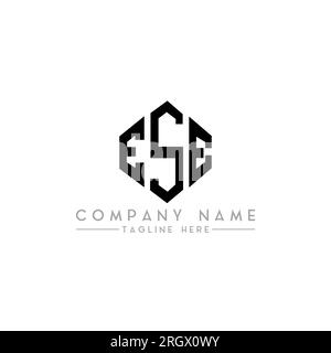 ESE letter logo design with polygon shape. ESE polygon and cube shape logo design. ESE hexagon vector logo template white and black colors. ESE monogr Stock Vector