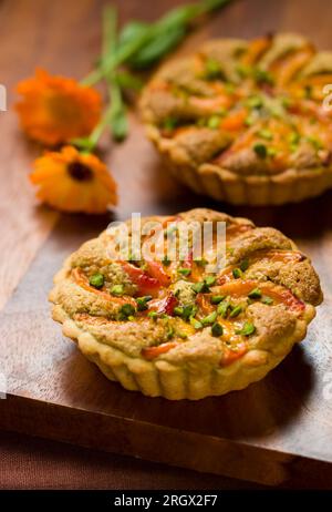 apricot and pistachio  mini tarts Stock Photo