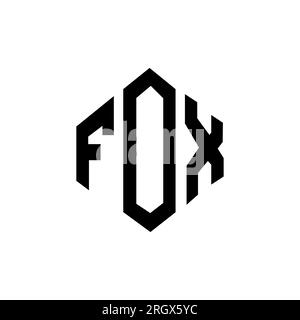 FOX letter logo design with polygon shape. FOX polygon and cube shape logo design. FOX hexagon vector logo template white and black colors. FOX monogr Stock Vector