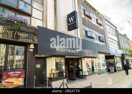 Wolverhampton, UK - August 11 2023: Front Entrance to the Waterstone Bookstore in Wolverhampton, UK Stock Photo