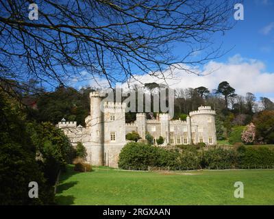 Caerhays Castle and Spring Gardens, Cornwall. Stock Photo