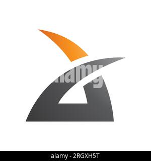 Orange and Black Spiky Grass Shaped Letter A Icon on a White Background Stock Photo