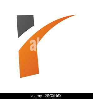 Orange and Black Spiky Shaped Letter R Icon on a White Background Stock Photo