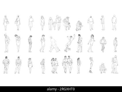 outline people drawing man woman vector illustration. isolated graphic person people isolated sketch simplicity hand drawn human continuous line. Stock Vector