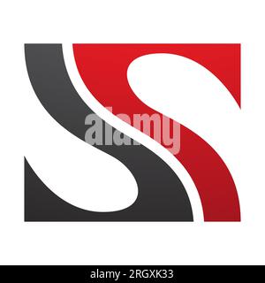 Red and Black Fish Fin Shaped Letter S Icon on a White Background Stock Photo