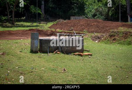A well used for pumping ground water for drinking and irrigation purpose, Kolli Hills, Tamil Nadu, India Stock Photo