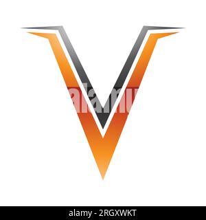 Orange and Black Glossy Spiky Shaped Letter R Icon on a White ...