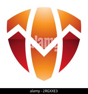 Orange and Red Glossy Shield Shaped Letter S Icon on a White Background ...