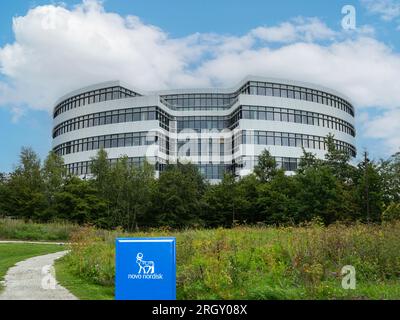 Corporate headquarters of Novo Nordisk. A pharmaceutical company headquartered in Denmark. Copenhagen, Denmark - august 12, 2023. Stock Photo