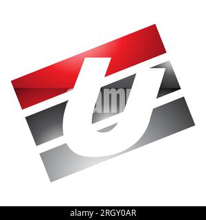 Red and Black Glossy Rectangular Shaped Letter V Icon on a White ...