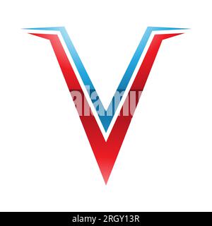 Red and Blue Spiky Shaped Letter V Icon on a White Background Stock ...