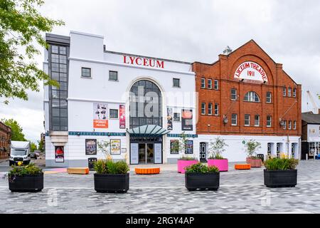 Renovated Lyceum Square with Lyceum and Lyceum Theatre in town centre of Crewe Cheshire UK Stock Photo