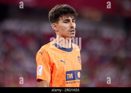 Seville, Spain. 11th Aug, 2023. Andre Almeida (10) of Valencia seen during the LaLiga EA Sports match between Sevilla FC and Valencia at Estadio Ramon Sanchez Pizjuan in Seville. (Photo Credit: Gonzales Photo/Alamy Live News Stock Photo
