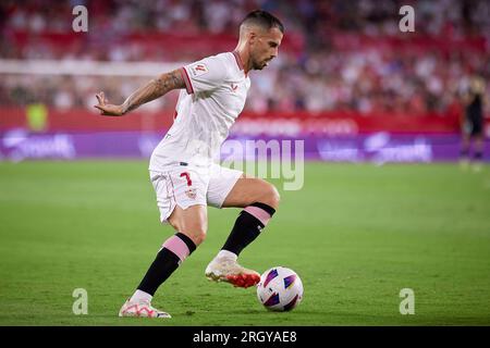 Seville, Spain. 11th Aug, 2023. Suso (7) of Sevilla FC seen during the LaLiga EA Sports match between Sevilla FC and Valencia at Estadio Ramon Sanchez Pizjuan in Seville. (Photo Credit: Gonzales Photo/Alamy Live News Stock Photo
