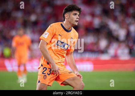 Seville, Spain. 11th Aug, 2023. Fran Perez (23) of Valencia seen during the LaLiga EA Sports match between Sevilla FC and Valencia at Estadio Ramon Sanchez Pizjuan in Seville. (Photo Credit: Gonzales Photo/Alamy Live News Stock Photo