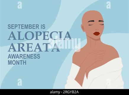 Young woman alopecia awareness month banner Stock Vector