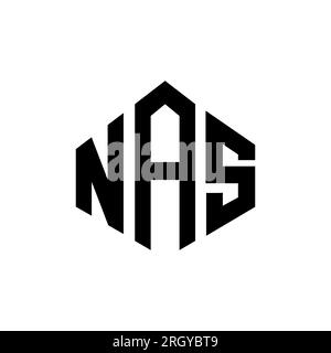 NAS letter logo design with polygon shape. NAS polygon and cube shape logo design. NAS hexagon vector logo template white and black colors. NAS monogr Stock Vector