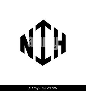 NIH letter logo design with polygon shape. NIH polygon and cube shape logo design. NIH hexagon vector logo template white and black colors. NIH monogr Stock Vector