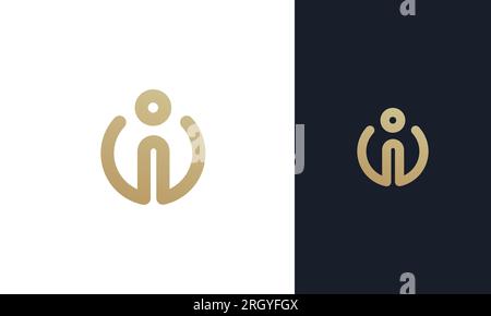 letter iw or wi logo design in circle style . simple and modern logo style Stock Vector