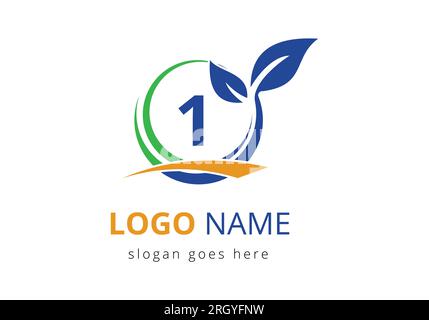Letter 1 Agriculture Logo. Agro Farm Logo Based on Alphabet for Bakery, Bread, Cake,  Home Industries Business Identity. Agriculture and farming logo Stock Vector