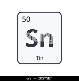 Tin Chemical Symbol. Graphic for Science Designs. Stock Vector